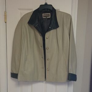 Womens Vintage Leather Andelucia Piel Beige and Black Jacket